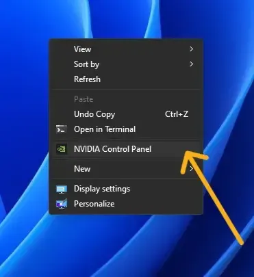 لوحة تحكم Nvidia