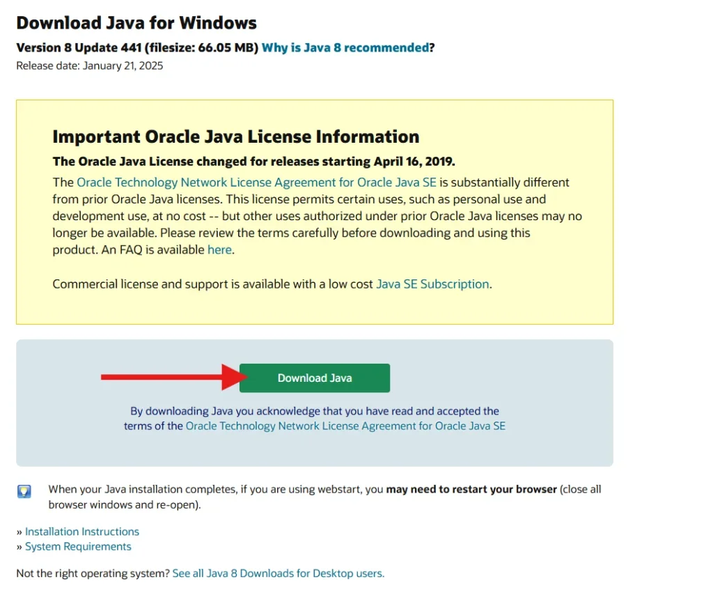 موقع جافا الرسمي للتحميل