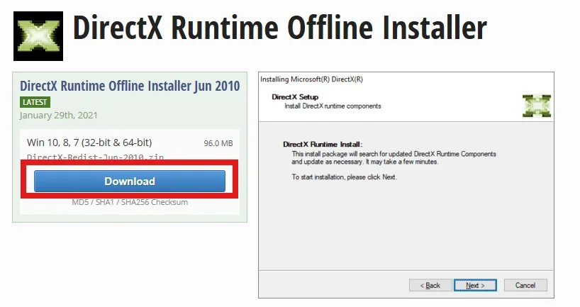 تثبيت وتحميل دايركت اكس 2010 اوفلاين