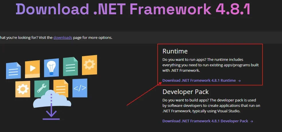 تثبيت أحدث إصدار من .NET Framework 